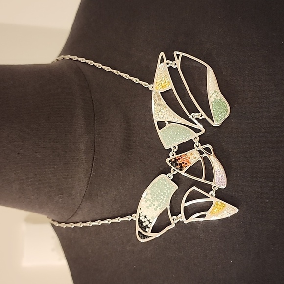 NWT! Swarowski Silver with multicolor crystals necklace